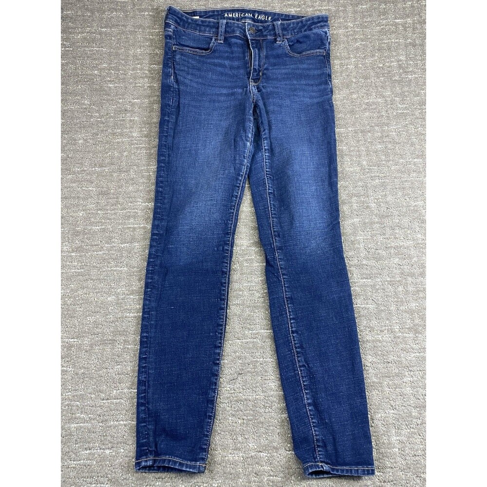 American Eagle Women Next Level Stretch Hi-Rise Jegging Jeans Blue Size 10 Long